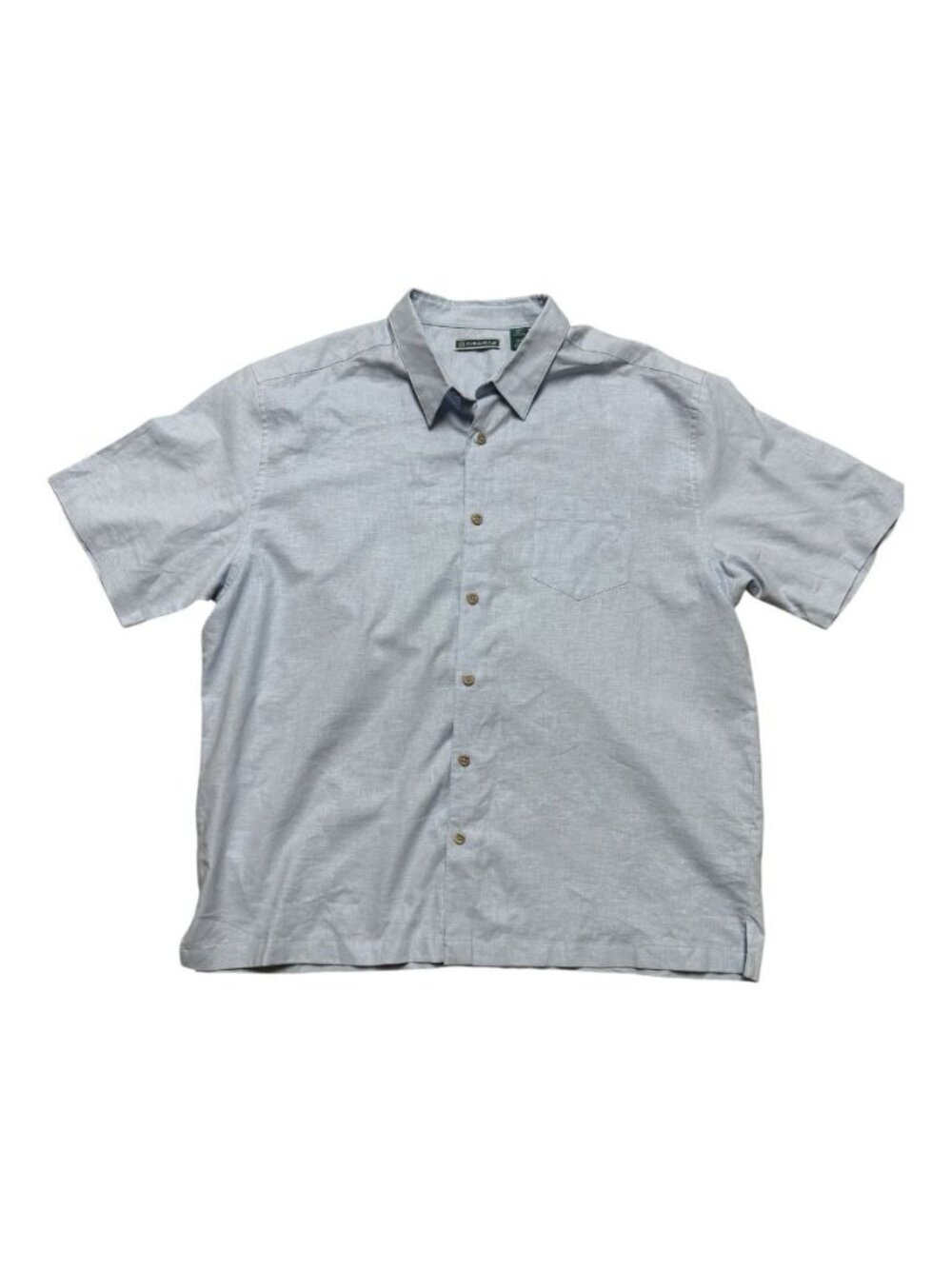 Cubavera Linen Cotton Blend Short Sleeve Button Front Shirt Light Blue XXL